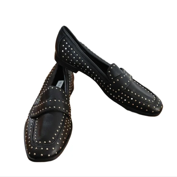 Chelsea & Violet Women’s Loafers Black Studded Leather Flats Size - Picture 8 of 8